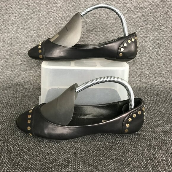 Steve Madden SLOAAN Women's Size 6.5 M Black Gold Studded Slip On Ballet Flats - Picture 2 of 9